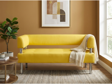 Диван Сантьяго с боковинами, желтая экокожа, 170x58х80