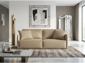 Диван-кровать Стенли, рогожка Dream Dark Beige (Дрим Дарк беж)