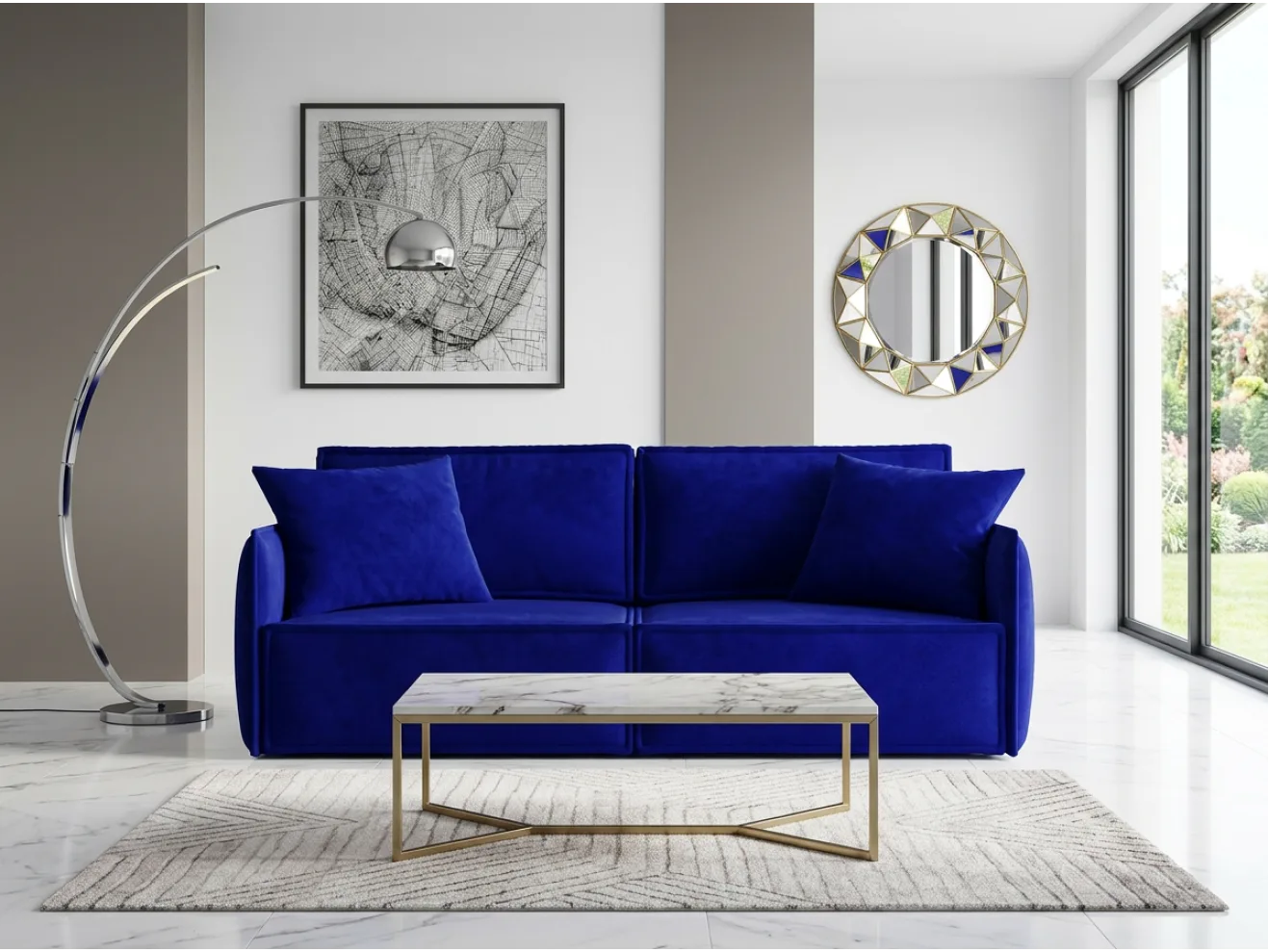 Диван-кровать Стенли, велюр Zara Blue (Зара Блю) арт. 225269
