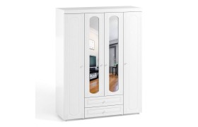 Шкаф 4-х дверный с ящиками и 2-зеркалами Афина 63 белое дер