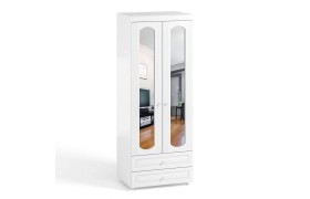 Распашной шкаф 2-х дверный с зеркалами и ящиками (гл.560) Афина 50 бело