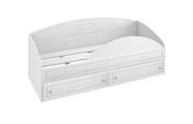 Детская кровать одинарная с ящиками и бортом Монако МН-11 + 11А белое