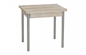 Стол на кухню обеденный ЭКО 80*60 / Дуб сонома/Опора № 2- круглая серебри