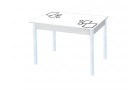Кухонный стол обеденный Альфа фотопечать /бетон белый Квадраты на /