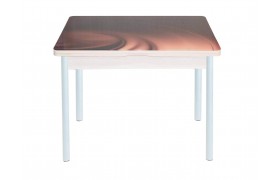 Стол для кухни обеденный поворотно раскладной фотопечать Симпл / дуб молоч