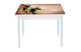 Кухонный стол обеденный поворотно раскладной фотопечать Симпл / дуб молоч