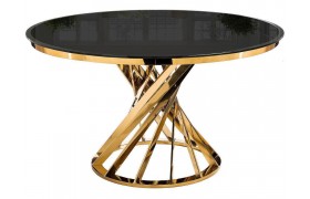 Обеденный стол Twist gold / black стеклянный