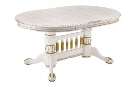 Кухонный стол Кантри молочный золотой патиной деревянный