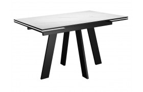 Кухонный стол DikLine SKM120 Керамика Белый мрамор/подстолье черное/опоры