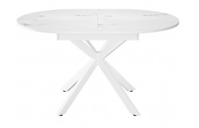 Кухонный стол DikLine MB130 белый/стекло мрамор сатин optiwhite/опо