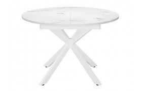 Обеденный стол DikLine MB110 белый/стекло мрамор сатин optiwhite/опо