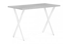 Кухонный стол Алеста Лофт 120 25 мм бетон / белый матовый деревянный