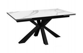 Кухонный стол DikLine SFE140 Керамика Белый мрамор/подстолье черное/опоры