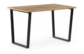 Кухонный стол Лота Лофт 140х80 черный матовый / дуб крафт золотой деревян