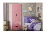 Детский шкаф Бемби-3 МДФ (Ясень шимо светлый, Розовый металлик) недорого
