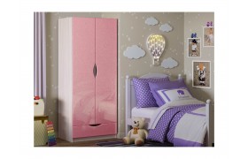 Шкаф Детский Бемби-3 МДФ (Ясень шимо светлый, Розовый металлик)