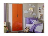 Детский шкаф Бемби-3 МДФ (Ясень шимо светлый, Апельсин металлик) недорого
