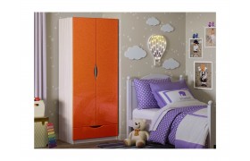 Шкаф Детский Бемби-3 МДФ (Ясень шимо светлый, Апельсин металлик)
