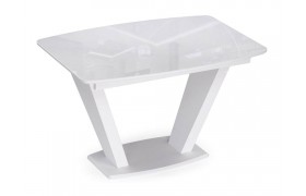 Стол для кухни Петир 120(160)х80 ультра белый / / камень стекл