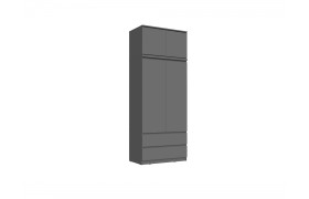 Челси Шкаф 2-х створчатый комбинированный + антресоль к шкафу 900 (Графит, Графит)