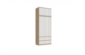 Челси Шкаф 2-х створчатый комбинированный + антресоль к шкафу 900 (Белый глянец, Дуб Сонома)