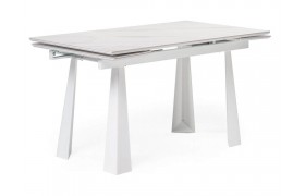 Кухонный стол Бэйнбрук 140х80х76 белый мрамор / деревянный