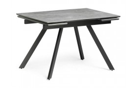Кухонный стол Габбро 120х80х76 серый мрамор / черный деревянный