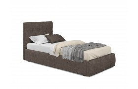 Кровать с матрасом Мягкая Selesta 900 кожа брауни подъемным механизмом