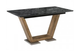 Кухонный стол Иматра мрамор черный / шагрень деревянный