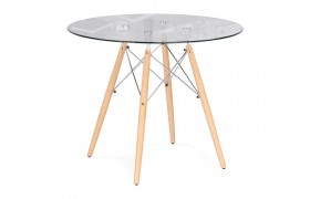 Кухонный стол PT-151 90х90х76 clear glass / wood стеклянный