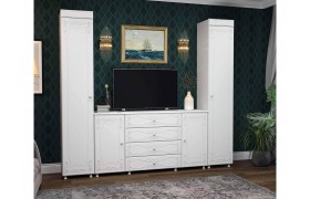 Стенка Гостиная Италия-6 белое дерево