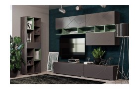 Стенка в гостиную Summit комплектация 8 Ясень анкор тёмный/софт графит/му