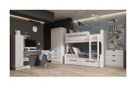 Детская стенка Модульная Юниор-4, композиция 2 (Шарли белый, Крафт
