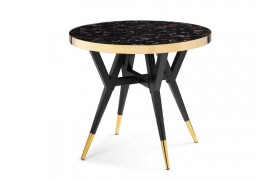Обеденный стол Selina 80х72 black / gold деревянный