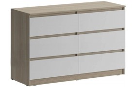 Комод Челси 1202 (6 ящиков) (Белый глянец, Дуб Сонома)