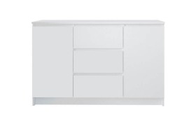 Челси Комод 1200 (2 двери 3 ящика) (Белый глянец холодный, дуб сонома) (Белый глянец, Белый)