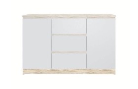 Челси Комод 1200 (2 двери 3 ящика) (Белый глянец холодный, дуб сонома) (Белый глянец, Дуб Сонома)