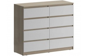 Комод Челси 8 ящиков (Белый глянец, Дуб Сонома)