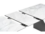 Денхольм 240(290)х100х75 белый мрамор / черный Стол стеклянный фото