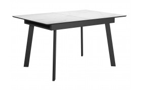 Кухонный стол DikLine SFH125 стекло Оптивайт Белый мрамор/подстолье черно