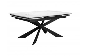 Стол для кухни DikLine KM160 мрамор С41 (керамика белая)/опоры черные