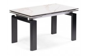 Кухонный стол Давос 140х80х78 белый мрамор / черный кварц