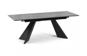 Кухонный стол Ливи 140х80х78 серый мрамор / черный