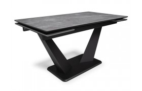 Кухонный стол Кели 140(200)х80х76 серый мрамор / черный