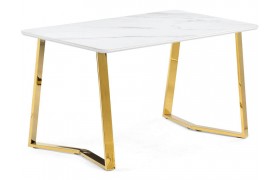 Кухонный стол Селена 1 160х90х77 белый мрамор / золото
