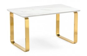 Кухонный стол Селена 4 160х90х77 белый мрамор / золото