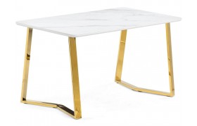 Кухонный стол Селена 1 140х80х77 белый мрамор / золото
