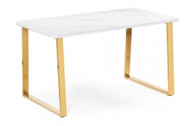 Кухонный стол Селена 2 140х80х77 белый мрамор / золото