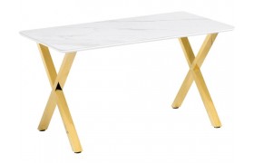 Кухонный стол Селена 3 140х80х77 белый мрамор / золото