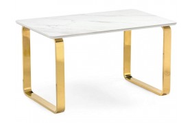 Кухонный стол Селена 4 140х80х77 белый мрамор / золото